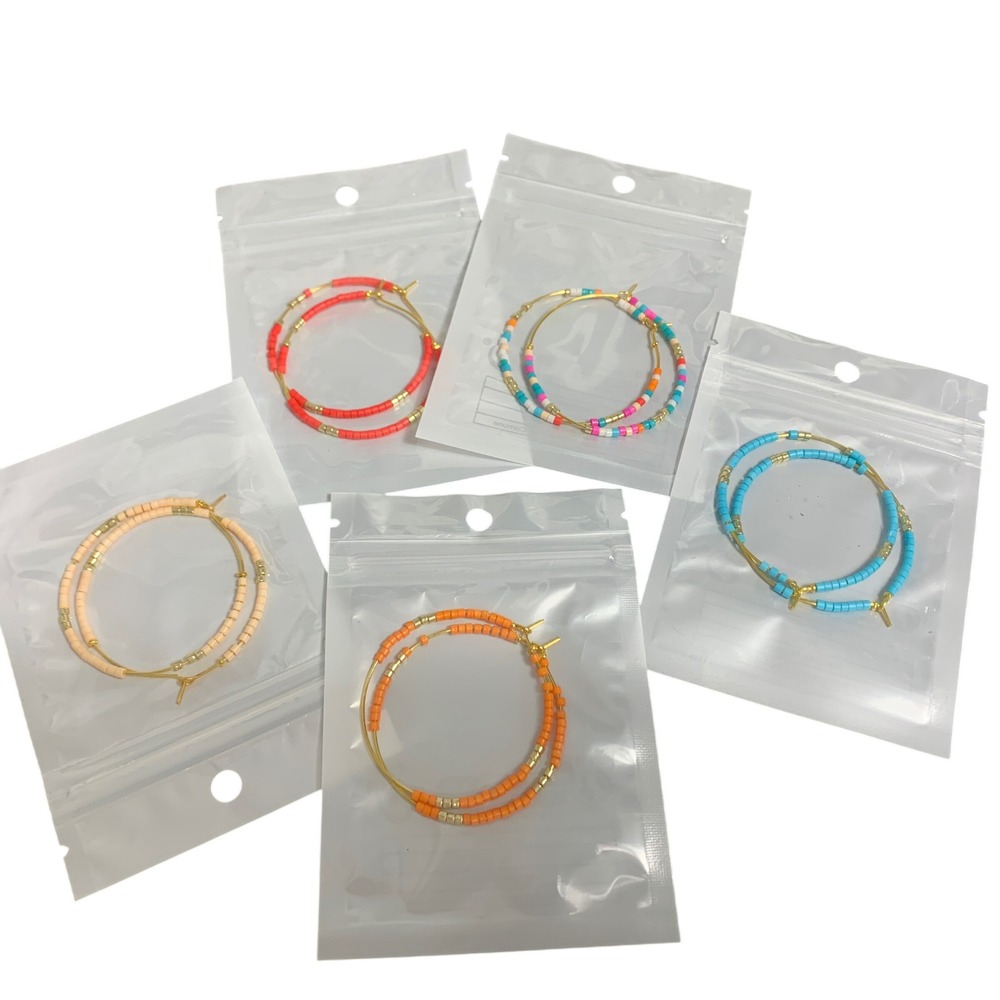 Unbranded Seed Bead‎ Hoop Earrings Womens OS Multicolor Boho Jewelry Lot